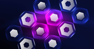 Soyut arkaplan neon altıgen vektör çizimi