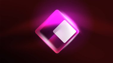 Soyut arka plan iniş sayfası, geometrik şekil koyu arkaplanda parlayan neon ışıkla aydınlatılmış. Gelecekçi şehir ışıkları konsepti