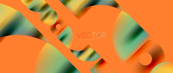 Geometric Abstract Panorama Wallpaper Background Shapes Circles Metallic Color Geometric — Vector de stock