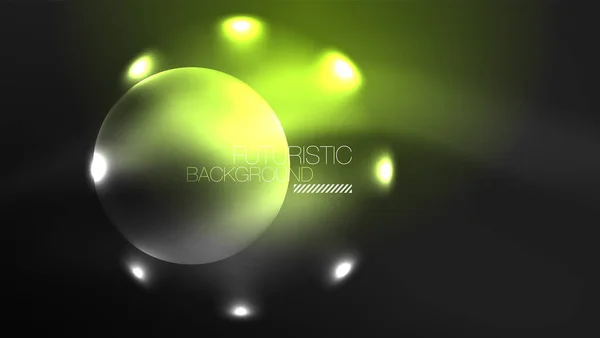 Kreise Mit Hellen Neonlichteffekten Abstrakter Hintergrundgestaltung — Stockvektor