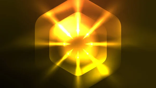 暗い空間でネオン六角形を光る デジタル技術サイバー空間 ハイテク技術抽象的背景テンプレート — ストックベクタ