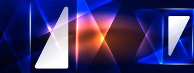 Geometrik arkaplanı hackleyen neon ışıkları, sanal gerçeklik veya yapay zeka konsepti, duvar kağıdı, pankart, sunum, arkaplan için siber punk geometrik şablon