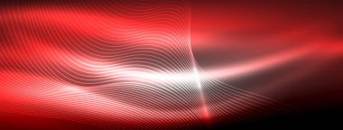 Parlayan neon dalga soyut arkaplan - canlı, ışıltılı dalgalar büyüleyici ve heyecan verici bir ekran içinde titreşiyor