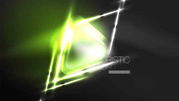 Sfondo Astratto Neon Digitale Triangoli Luci Modello Progettazione Geometrica — Vettoriale Stock