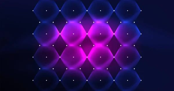Fundal Abstract Neon Hexagon Vector Ilustrare — Vector de stoc