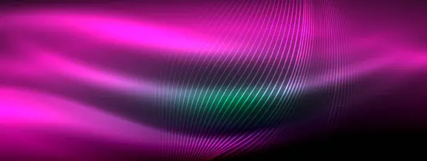 Parlayan Neon Dalga Soyut Arkaplan Canlı Işıltılı Dalgalar Büyüleyici Heyecan — Stok Vektör