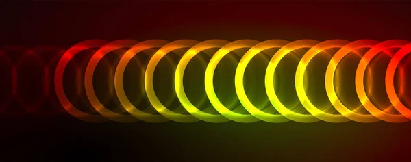霓虹灯光圈和圆形线条 神奇的能量空间光的概念 抽象的背景墙纸设计 — 图库矢量图片