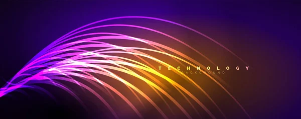 Neon Glänsande Ljus Abstrakta Linjer Ljusstrålar Begreppet Abstrakt Bakgrund Vektor — Stock vektor