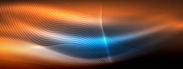发光的霓虹灯波抽象的背景 充满活力 发光的波脉动在一个迷人的和令人兴奋的显示 — 图库矢量图片