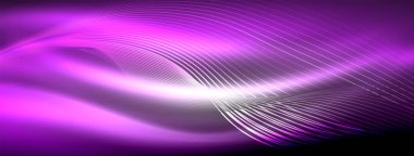 Parlayan neon dalga soyut arkaplan - canlı, ışıltılı dalgalar büyüleyici ve heyecan verici bir ekran içinde titreşiyor