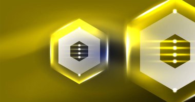 Soyut arkaplan neon altıgen vektör çizimi