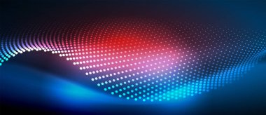 Pürüzsüz ve şık bir tasarım. Mavi pürüzsüz neon bir dalga. Karanlık bir arkaplanda parlıyor.