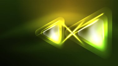 Dijital Neon Soyut Arkaplan, Üçgenler ve Işıklar Geometrik Tasarım Şablonu