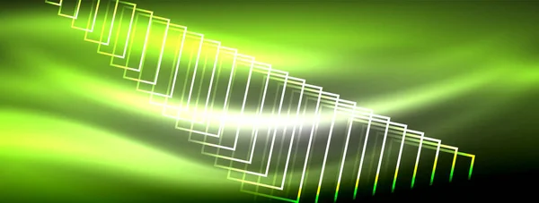 Zářící Neonové Vlny Abstraktní Pozadí Pulzující Pulzující Zářivé Vlny Podmanivém — Stockový vektor