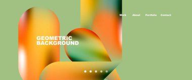 Landing page background template. Colorful plastic round shapes abstract composition. Vector illustration for wallpaper, banner, background