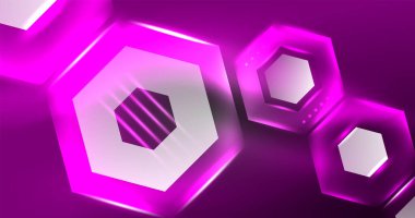 Neon altıgen arka plan. Duvar kağıdı, afiş, arkaplan, iniş sayfası, duvar resimleri, davetiyeler, posterler için yüksek teknoloji tasarımı