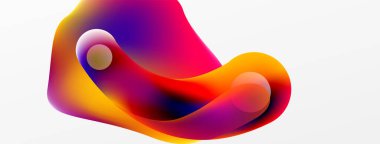 Fluid abstract background, round shapes and circle flowing design for wallpaper, banner, background or landing