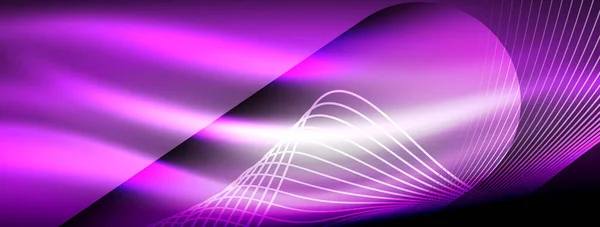 Fond Abstrait Aux Ondes Fluo Éclatantes Des Ondes Luminescentes Vibrantes — Image vectorielle