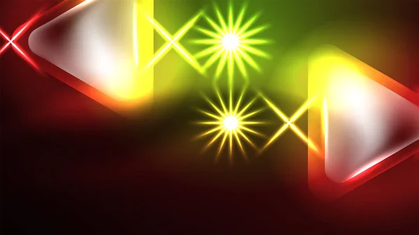 Techno Neon Segitiga Dengan Efek Cahaya Dalam Gelap - Stok Vektor