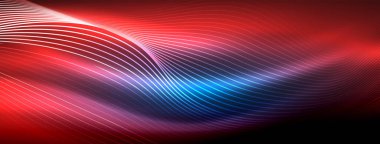 Parlayan neon dalga soyut arkaplan - canlı, ışıltılı dalgalar büyüleyici ve heyecan verici bir ekran içinde titreşiyor