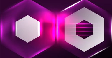Soyut arkaplan neon altıgen vektör çizimi