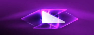 Geometrik arkaplanı hackleyen neon ışıkları, sanal gerçeklik veya yapay zeka konsepti, duvar kağıdı, pankart, sunum, arkaplan için siber punk geometrik şablon