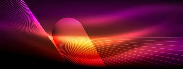 发光的霓虹灯波抽象的背景 充满活力 发光的波脉动在一个迷人的和令人兴奋的显示 — 图库矢量图片