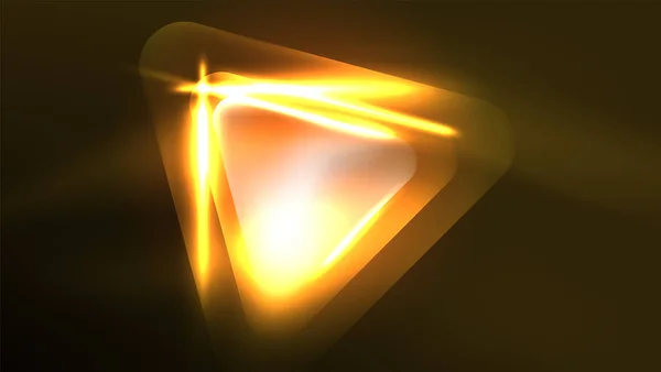 어두운 곳에서 효과를 네온사인 삼각형 — 스톡 벡터