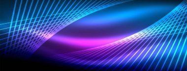 Neon ışıklı çizgi vektörleri: canlı renkler, parlak çizgiler. Neon tabelalardan esinlenerek büyüleyici bir tasarım. Web siteleri, reklamlar ve daha fazlası için elektrik enerjisi
