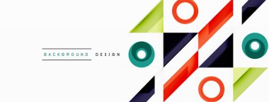 Renkli üçgenler ve soyut çemberler. Duvar kağıdı, afiş, arkaplan, iniş sayfası, duvar sanatı, davetiye, baskılar, posterler için tasarım