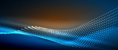 Pürüzsüz ve şık bir tasarım. Mavi pürüzsüz neon bir dalga. Karanlık bir arkaplanda parlıyor.