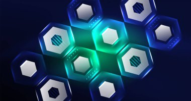 Soyut arkaplan neon altıgen vektör çizimi