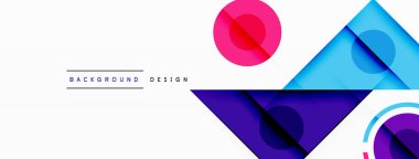 Renkli üçgenler ve yuvarlak şekiller. Duvar kağıdı, afiş, sunum, arkaplan şablonu