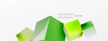 3d küp vektör soyut arkaplan. 3d kare şeklindeki temel geometrik elementlerin bileşimi. Duvar kağıdı, afiş, arkaplan veya iniş için moda tekno iş şablonu