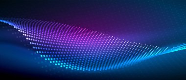 Pürüzsüz ve şık bir tasarım. Mavi pürüzsüz neon bir dalga. Karanlık bir arkaplanda parlıyor.