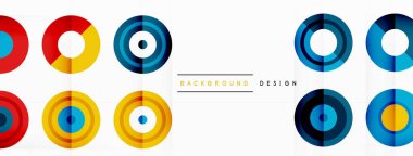 Çember simetrik ızgara bileşimi ile soyut arkaplan. Daire şekli hareket hissi yaratıyor. Şebeke, her çember arasında eşit aralıklarla bileşime yapı ve denge ekler