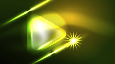 Dijital Neon Soyut Arkaplan, Üçgenler ve Işıklar Geometrik Tasarım Şablonu