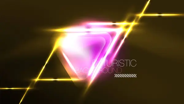 Ψηφιακό Νέον Αφηρημένο Υπόβαθρο Τρίγωνα Και Φώτα Γεωμετρικό Πρότυπο Σχεδιασμού — Διανυσματικό Αρχείο