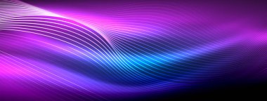 Parlayan neon dalga soyut arkaplan - canlı, ışıltılı dalgalar büyüleyici ve heyecan verici bir ekran içinde titreşiyor