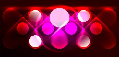 Soyut parlak neon ışıklı tekno daireler arka planı