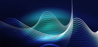 Neon lazer hatları, daire dalgaları soyut arkaplan. Neon ışığı ya da lazer gösterisi, elektrik akımı, güç hatları, tekno kuantum enerji dürtüsü, parlayan sihirli dinamik çizgiler.