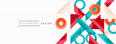Renkli üçgenler ve soyut çemberler. Duvar kağıdı, afiş, arkaplan, iniş sayfası, duvar sanatı, davetiye, baskılar, posterler için tasarım