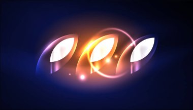 Soyut arka plan vektörü neon parlayan geometrik elementler. Duvar kağıdı, afiş, arkaplan, iniş sayfası, duvar resimleri, davetiyeler, posterler için yüksek teknoloji tasarımı