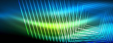 Parlayan neon dalga soyut arkaplan - canlı, ışıltılı dalgalar büyüleyici ve heyecan verici bir ekran içinde titreşiyor