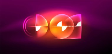 Neon ışığı parlayan daireler vektörü soyut arkaplan