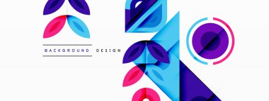 Renkli üçgenler ve yuvarlak şekiller. Duvar kağıdı, afiş, sunum, arkaplan şablonu