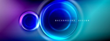 Çember çizgileri ve baloncuklar ışık ve gölge efektleriyle parlayan etki eğiminde. Işık, gölge ve derinliğin dinamik etkileşimi. Gelecekçi ve ritmik teknoloji tasarımı