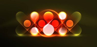 Soyut parlak neon ışıklı tekno daireler arka planı