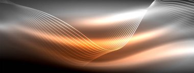 Parlayan neon dalga soyut arkaplan - canlı, ışıltılı dalgalar büyüleyici ve heyecan verici bir ekran içinde titreşiyor