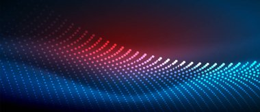 Pürüzsüz ve şık bir tasarım. Mavi pürüzsüz neon bir dalga. Karanlık bir arkaplanda parlıyor.